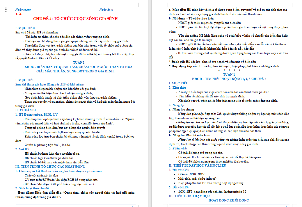 Tổ chức cuộc sống gia đình