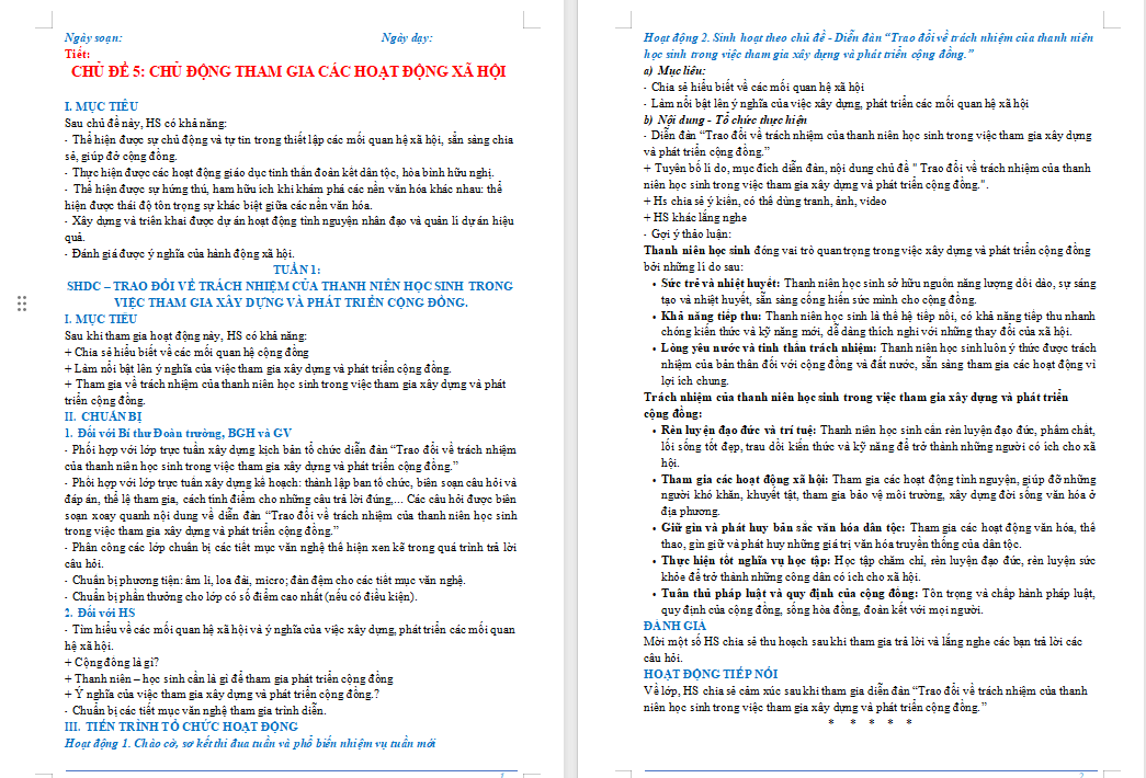 Chủ động tham gia các hoạt động xã hội