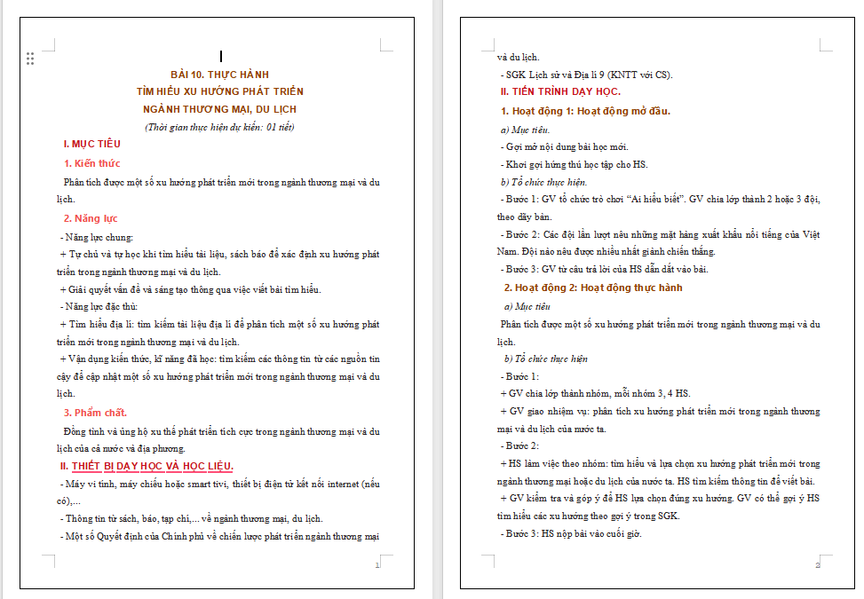 Thực hành Tìm hiểu xu hướng phát triển ngành thương mại du lịch