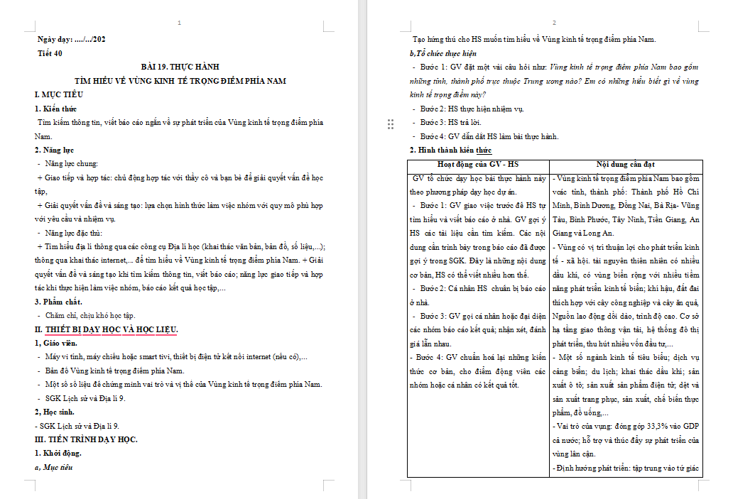 Thực hành Tìm hiểu Vùng kinh tế trọng điểm phía Nam