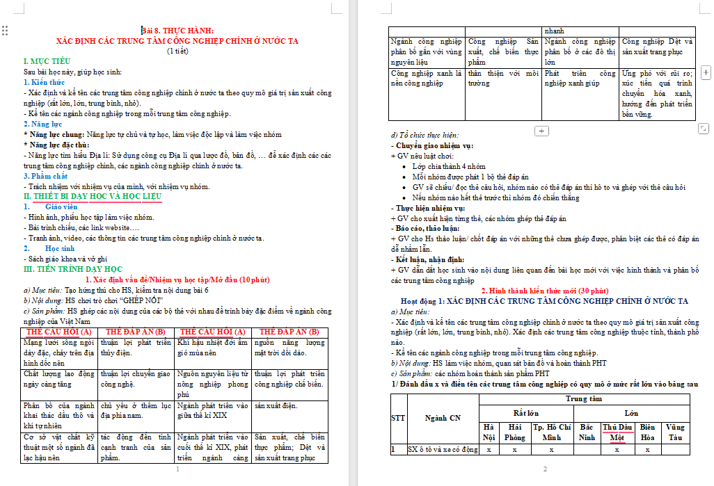 Thực hành Xác định các trung tâm công nghiệp chính ở nước ta