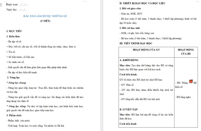 Giáo án Toán 2: Em làm được những gì trang 73