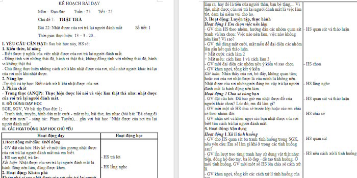 Giáo án Bài 22: Nhặt được của rơi trả lại người đánh mất