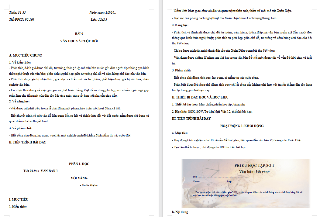 PowerPoint Ngữ văn 12 Bài 9: Vội vàng