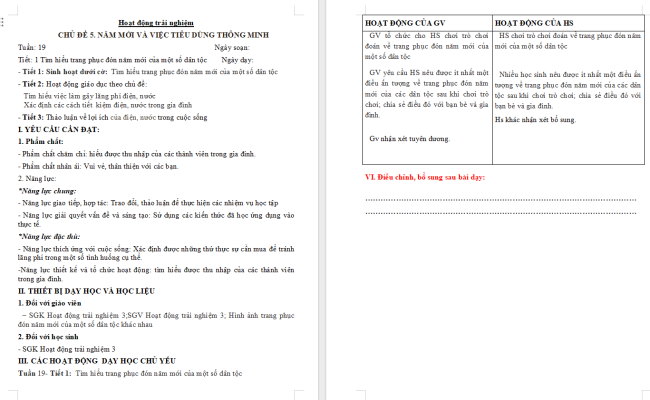 Giáo án Hoạt động trải nghiệm 3 Tuần 19