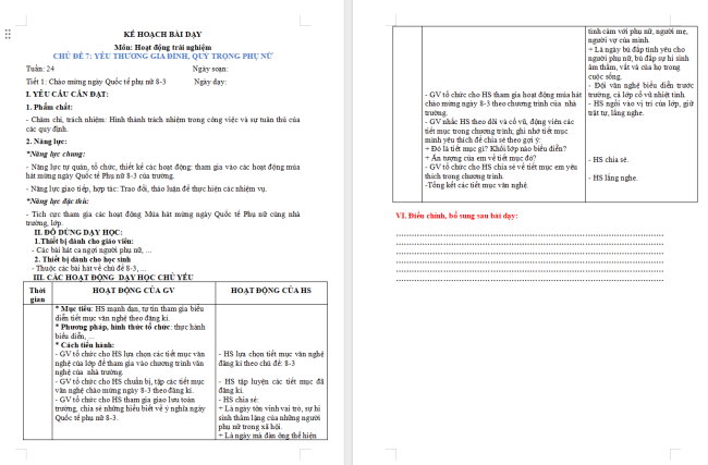 Giáo án Hoạt động trải nghiệm 3 Tuần 24