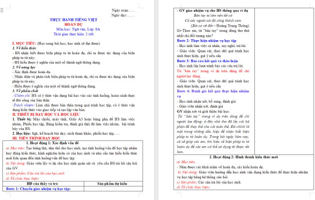  Giáo án Văn 6 Bài 7: Thực hành tiếng Việt