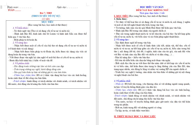 Giáo án Văn 6 Bài 7: Đêm nay Bác không ngủ