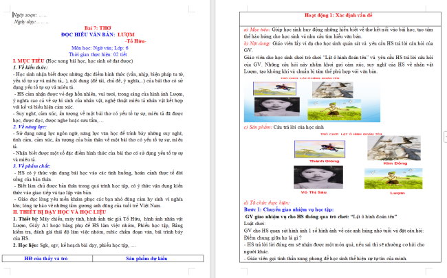 Giáo án Văn 6 Bài 7: Lượm