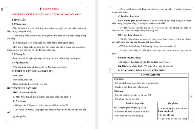 Giáo án Văn 6 Bài 8: Trình bày ý kiến về một hiện tượng đời sống