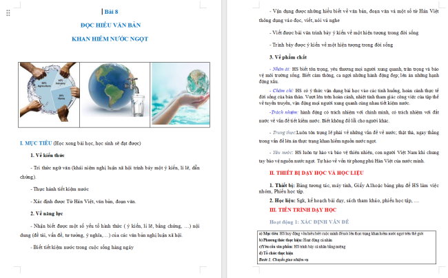 Giáo án Văn 6 Bài 8: Khan hiếm nước ngọt