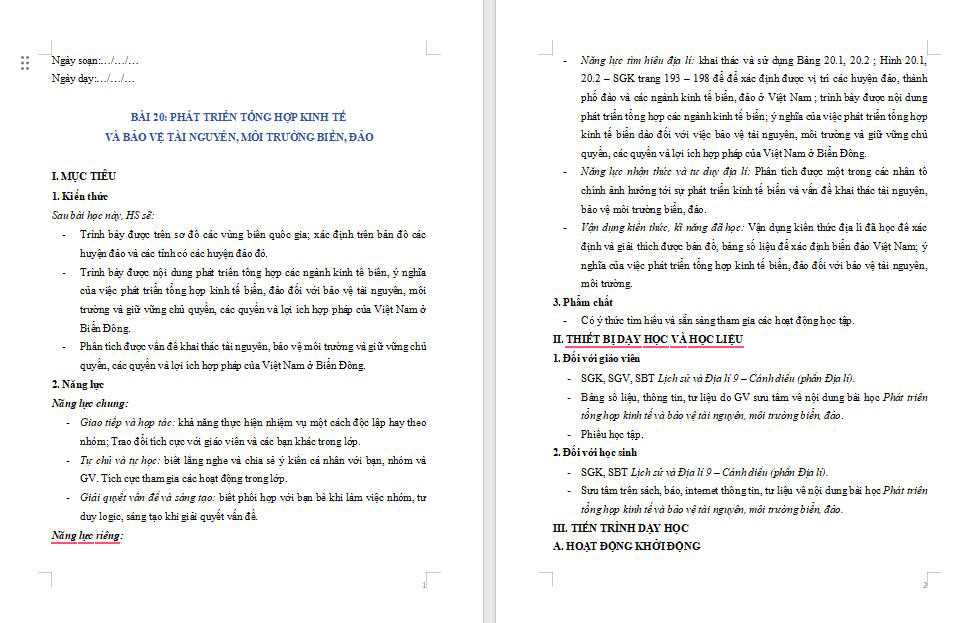 Phát triển tổng hợp kinh tế và bảo vệ tài nguyên môi trường biển đảo