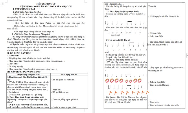 Giáo án Âm nhạc 3 Chủ đề 6 Tiết 4: Nhạc cụ. Vận dụng: Nghe âm sắc đoán tên nhạc cụ