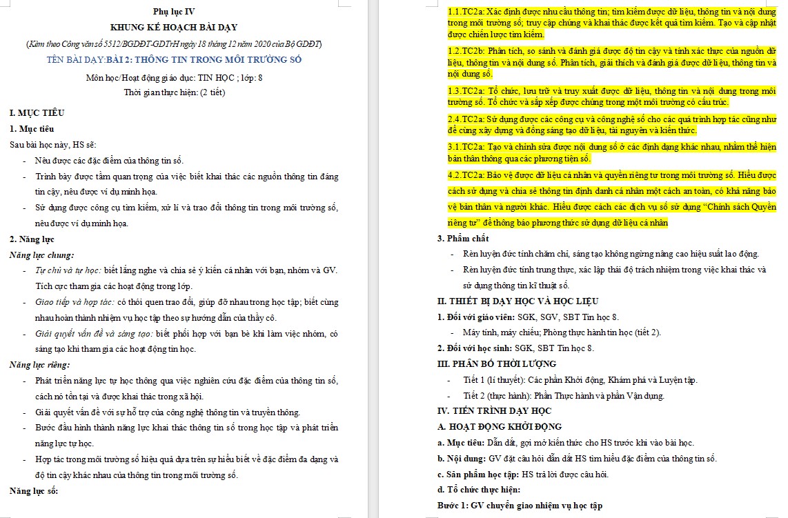 Giáo án bài 2 Tin học 8 Chân trời sáng tạo