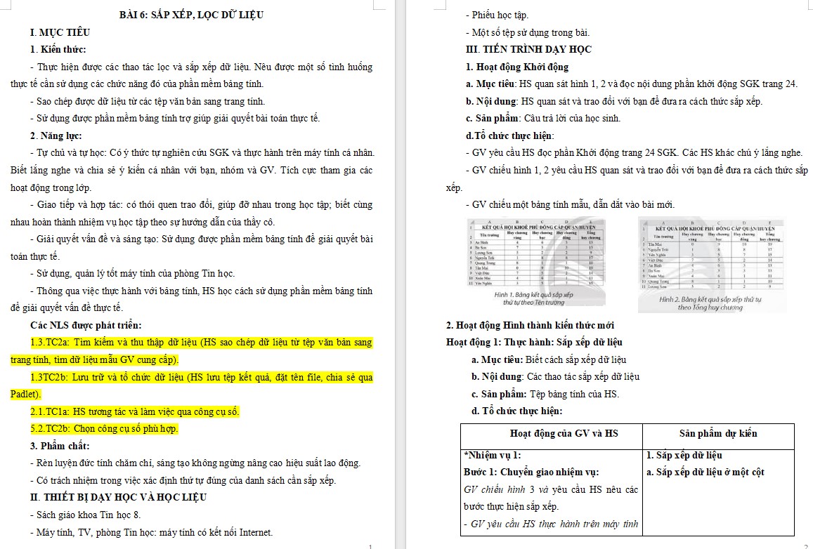 Giáo án bài 6 Tin học 8 Chân trời sáng tạo