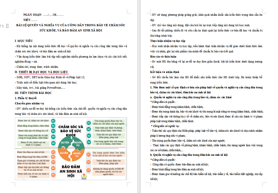 Giáo án ôn thi tốt nghiệp KTPL 12 Bài 12