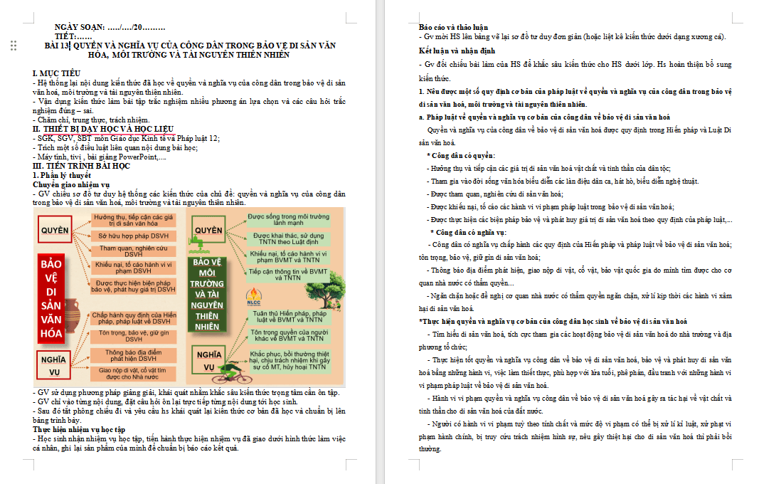 Giáo án ôn thi tốt nghiệp KTPL 12 Bài 13