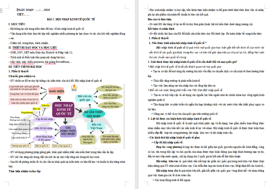 Giáo án ôn thi tốt nghiệp KTPL 12 Bài 2