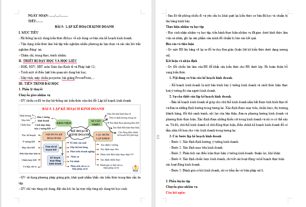 Giáo án ôn thi tốt nghiệp KTPL 12 Bài 5