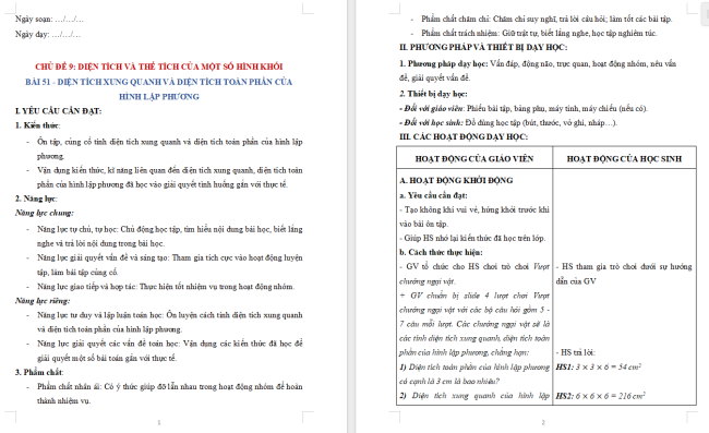 Giáo án dạy thêm Toán 5 Bài 51