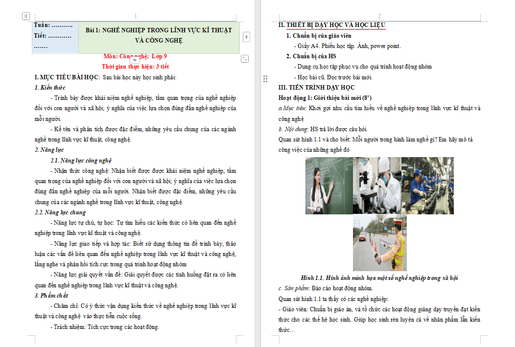 Nghề nghiệp trong lĩnh vực kĩ thuật và công nghệ