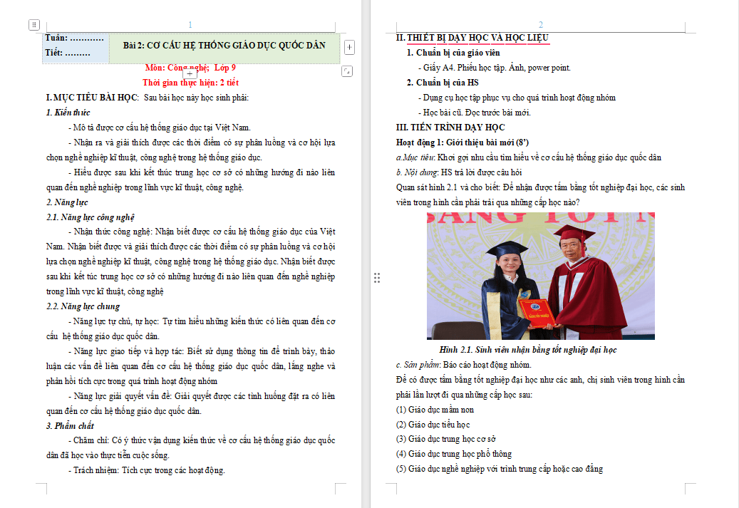 Cơ cấu hệ thống giáo dục quốc dân