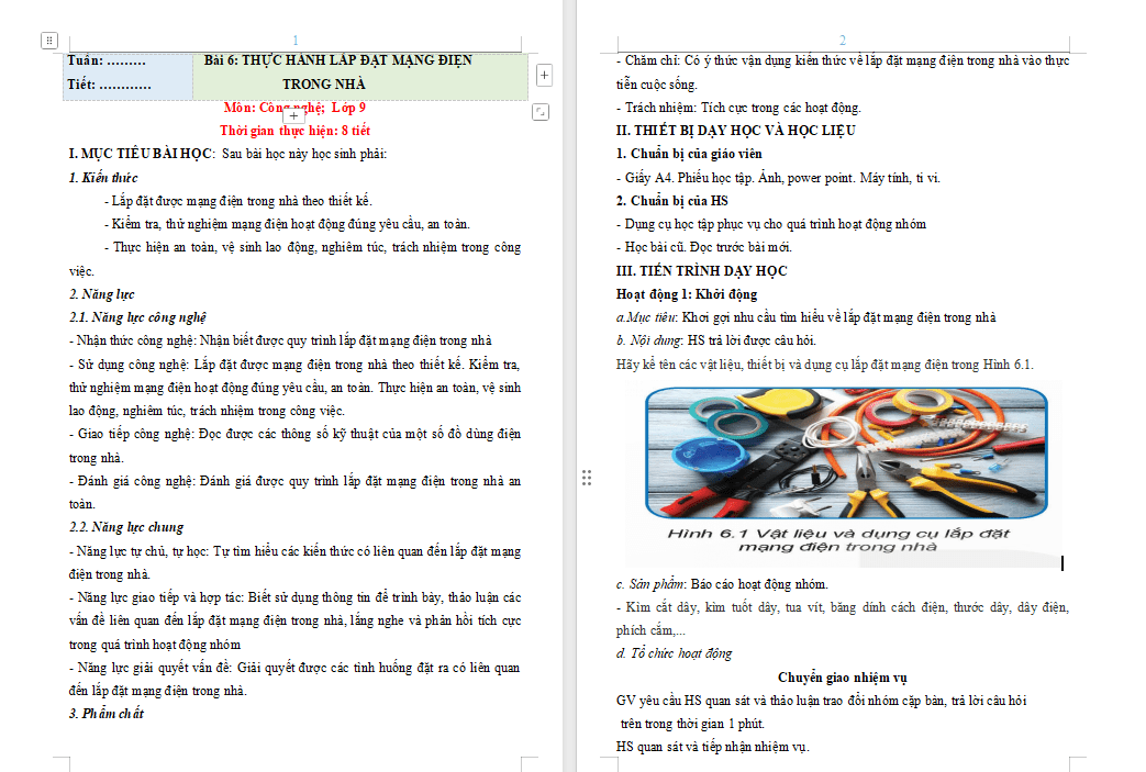 Thực hành Lắp đặt mạng điện trong nhà