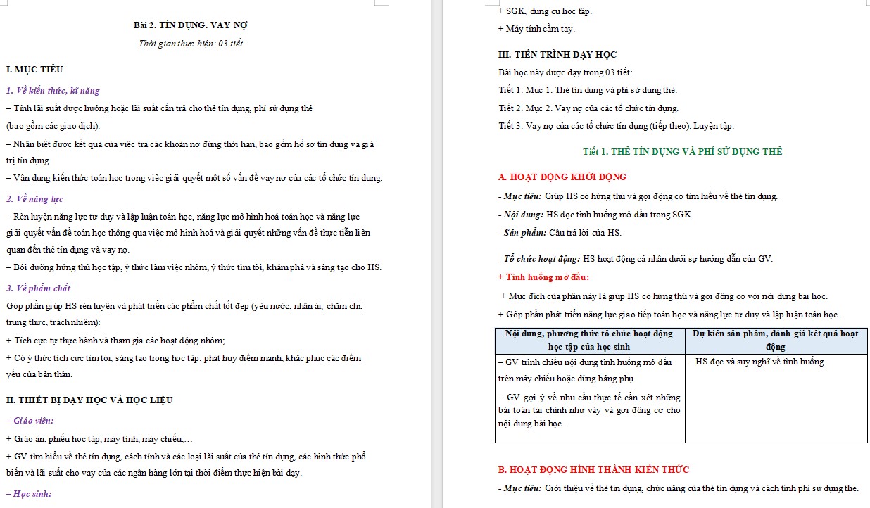 Giáo án Bài 6 Chuyên đề 3 Toán 12 KNTT