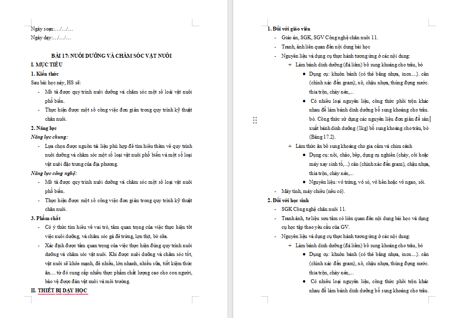 Nuôi dưỡng và chăm sóc vật nuôi