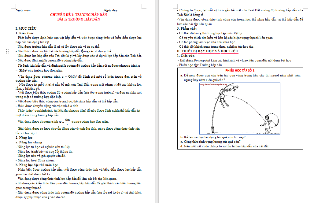 PowerPoint Chuyên đề Vật lí 11 Bài 1: Trường hấp dẫn