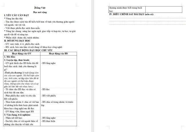 Giáo án Tiếng Việt 4 Bài 8: Đọc mở rộng