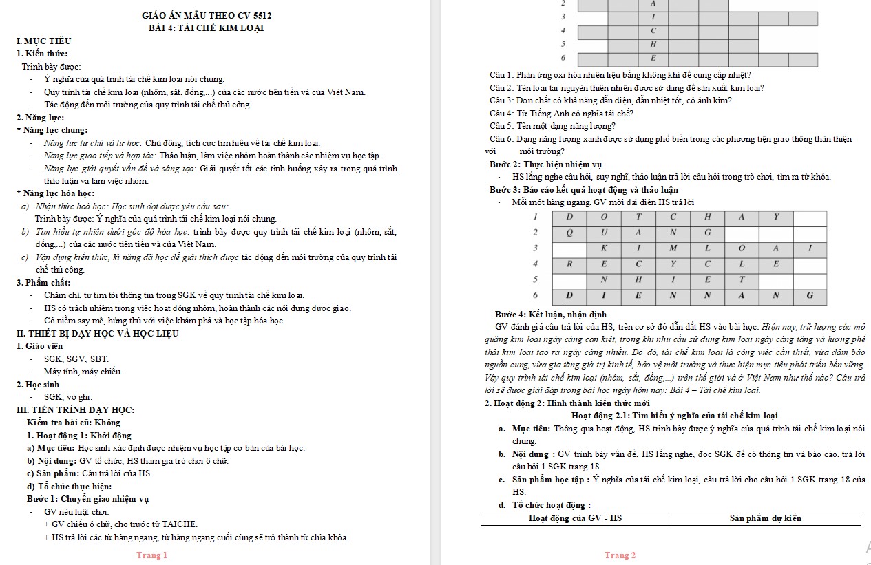 Giáo án Bài 4 Chuyên đề Hóa 12 KNTT