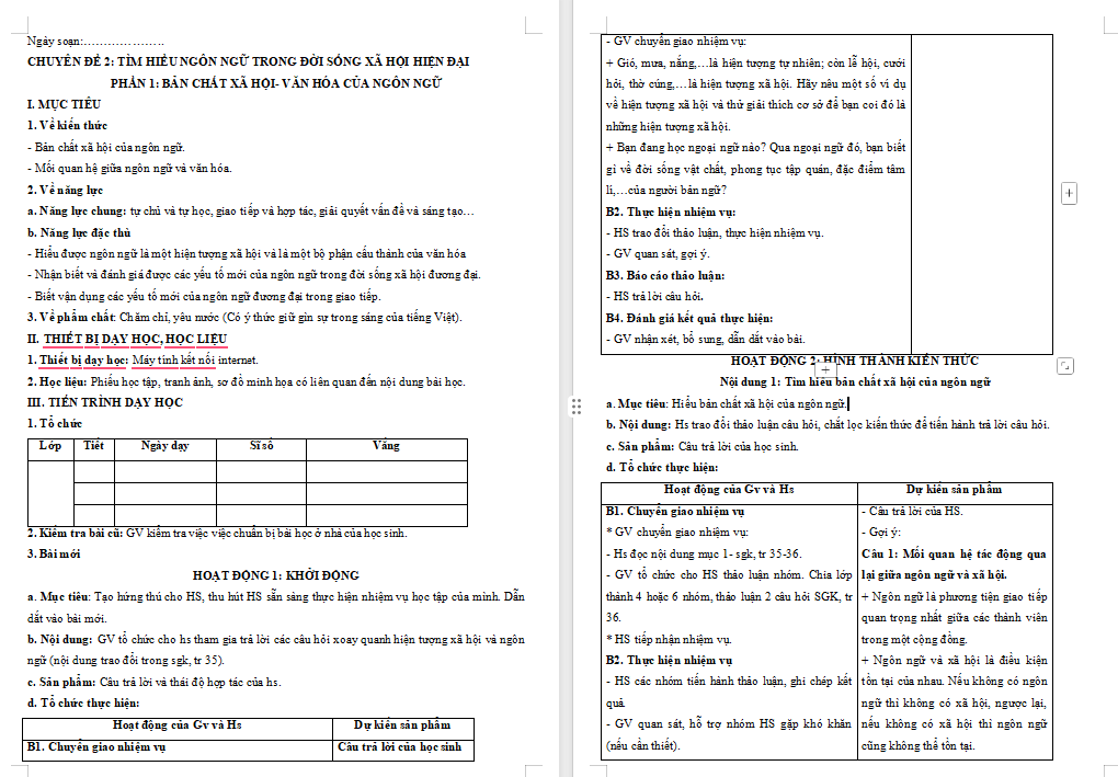 Bản chất xã hội văn hóa của ngôn ngữ