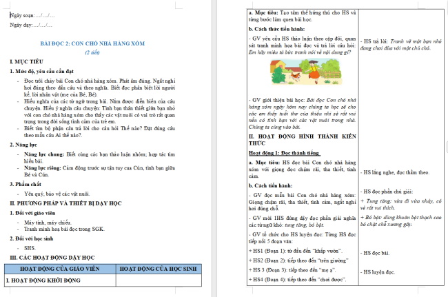 Giáo án Tiếng Việt 2 Bài 20: Con chó nhà hàng xóm
