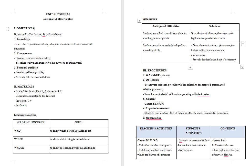 PowerPoint Tiếng Anh 9 Unit 8: A Closer Look 2
