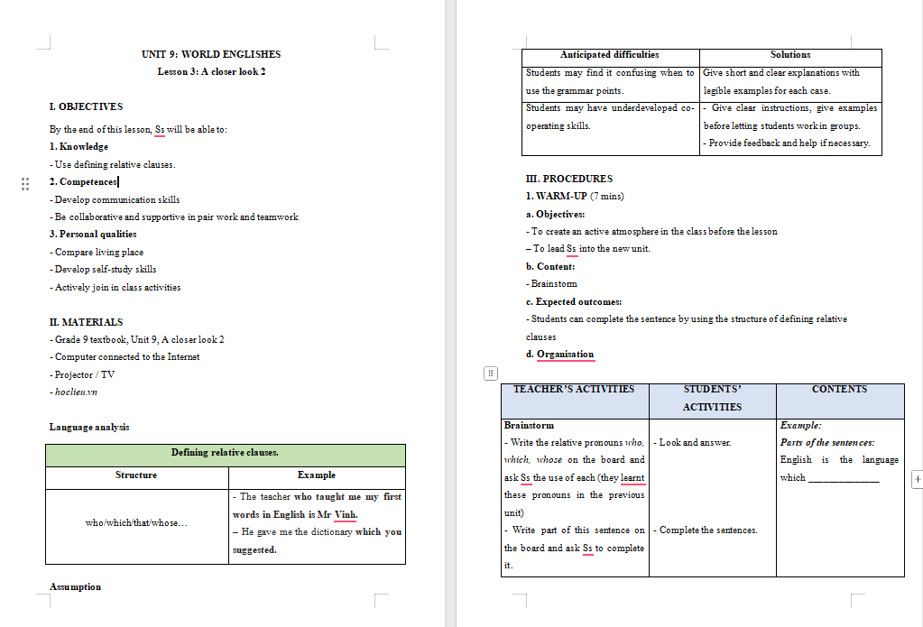 PowerPoint Tiếng Anh 9 Unit 9: A Closer Look 2