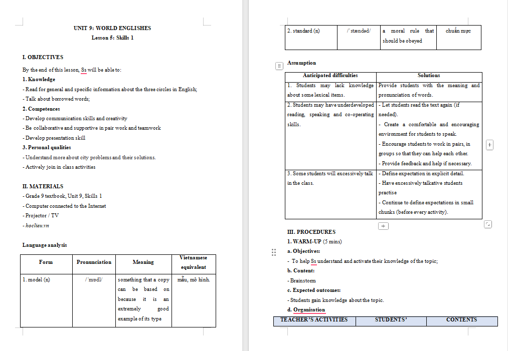 PowerPoint Tiếng Anh 9 Unit 9: Skills 1