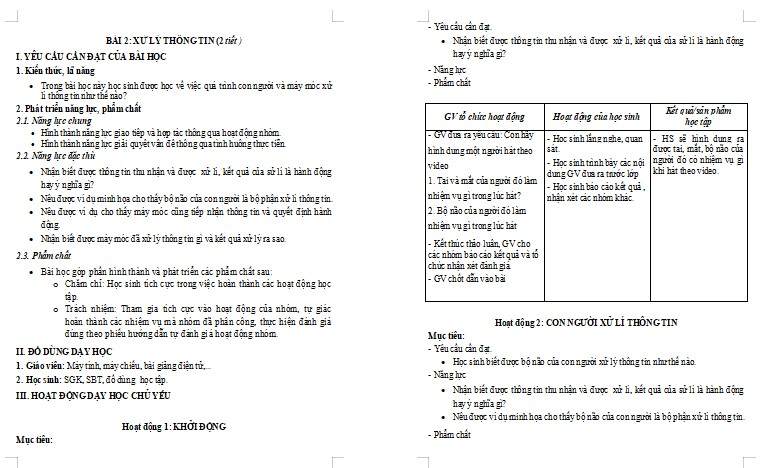 Giáo án PowerPoint Tin học lớp 3 Bài 2: Xử lí thông tin