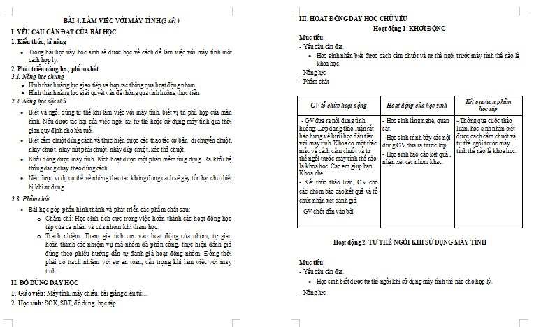 Giáo án PowerPoint Tin học lớp 3 Bài 4: Làm việc với máy tính