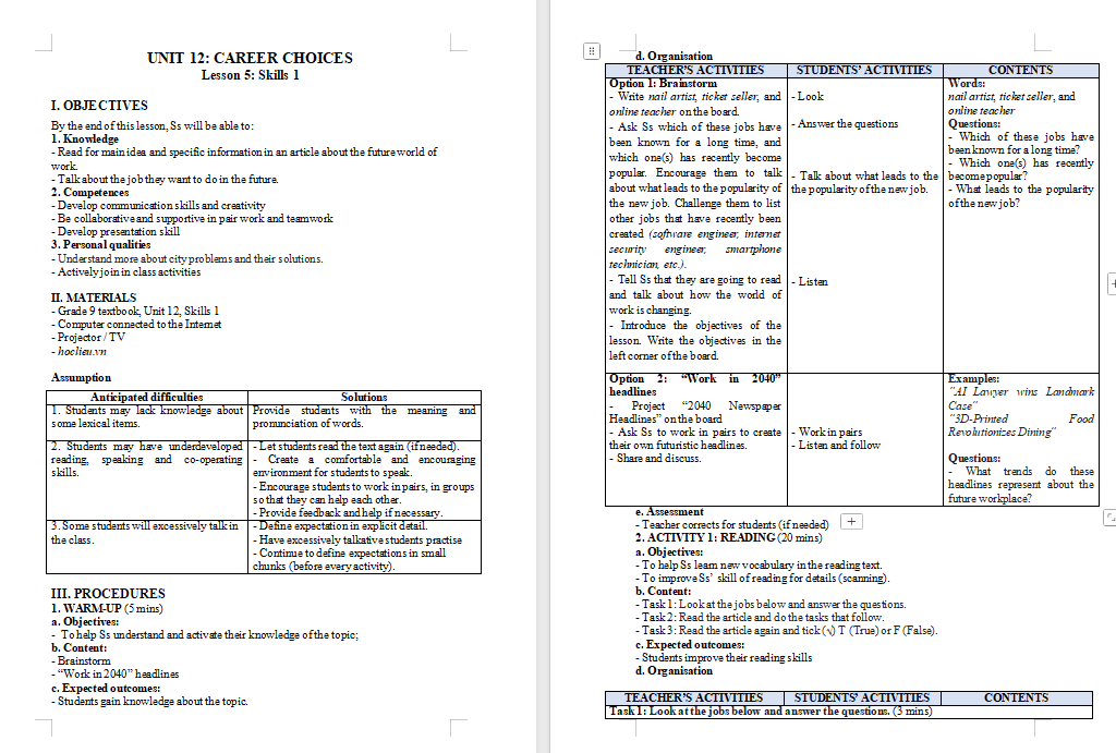 PowerPoint Tiếng Anh 9 Unit 12: Skills 1