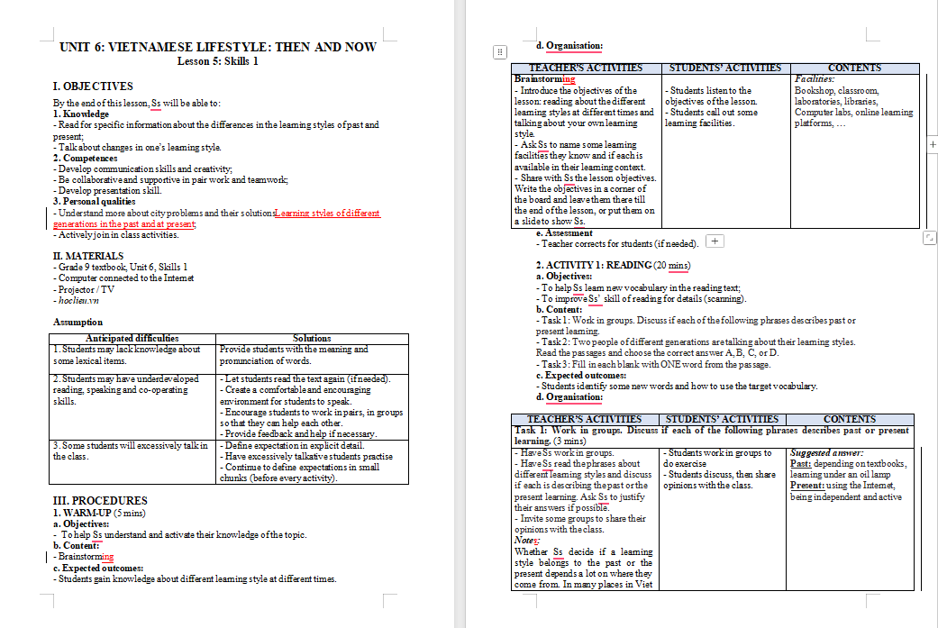 PowerPoint Tiếng Anh 9 Unit 6: Skills 1