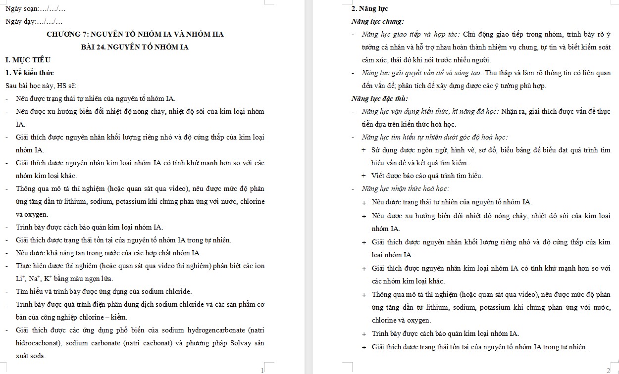 Kế hoạch bài dạy Hóa 12 KNTT Bài 24