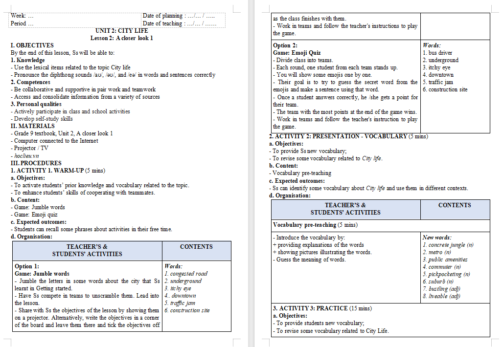 PowerPoint Tiếng Anh 9 Unit 2: A Closer Look 1