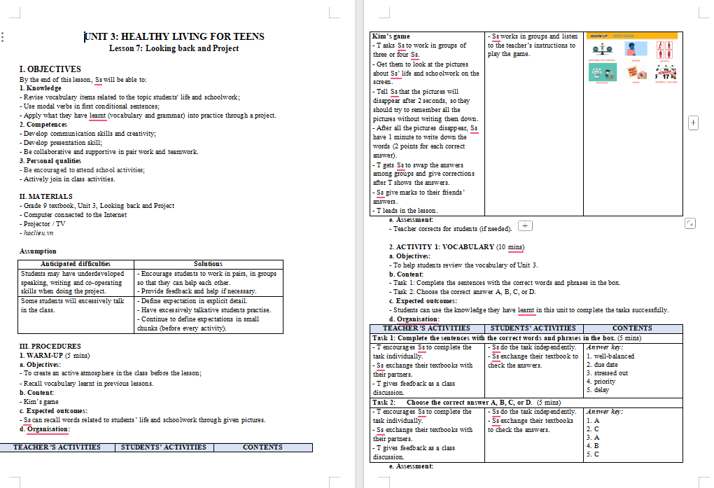 PowerPoint Tiếng Anh 9 Unit 3: Looking Back