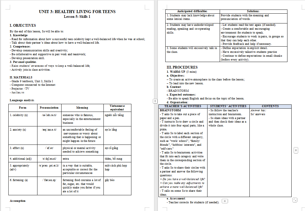 PowerPoint Tiếng Anh 9 Unit 3: Skills 1