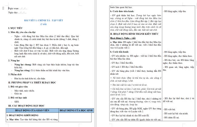 Giáo án Tiếng Việt 2 Bài 22: Nghe - viết Mùa lúa chín, Chữ hoa S