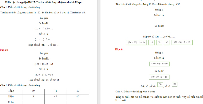 Trắc nghiệm Toán 4 Bài 23: Phép trừ các số có nhiều chữ số