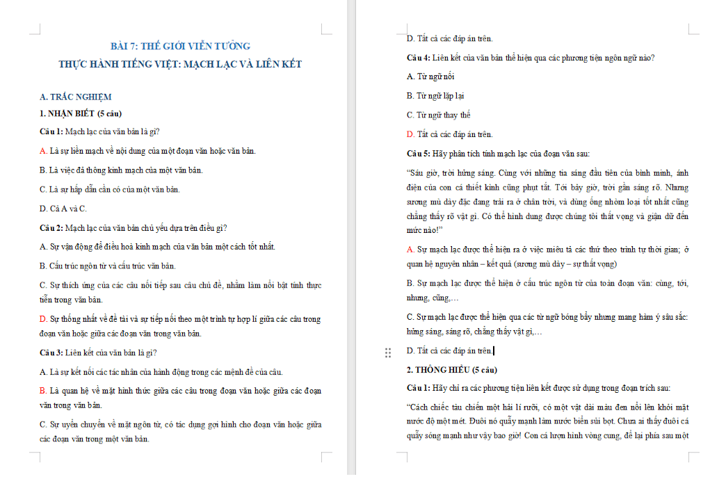 Ngữ văn 7 Bài 7: Thực hành tiếng Việt trang 34