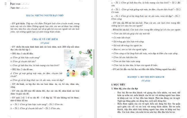 Giáo án Tiếng Việt 2 Bài 24: Bờ tre đón khách