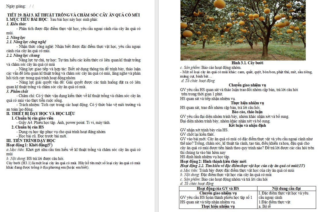 Kế hoạch bài dạy Công nghệ 9 KNTT Bài 3